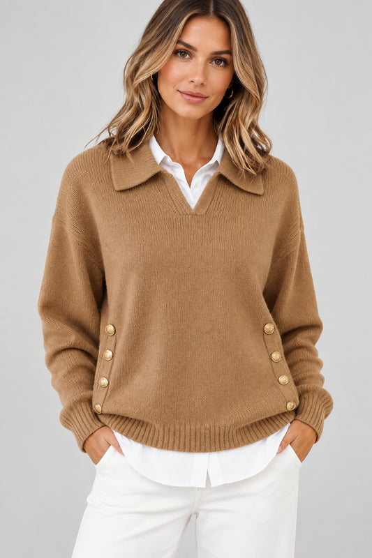 Vicenta | Maglione con Collo Polo e Bottoni