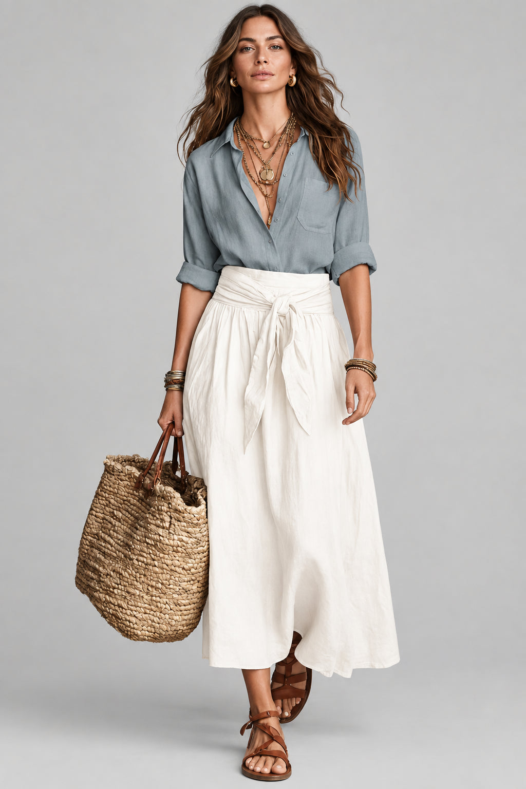 Vera™ | Set di Due Pezzi: Top Nero e Gonna Midi Verde Oliva