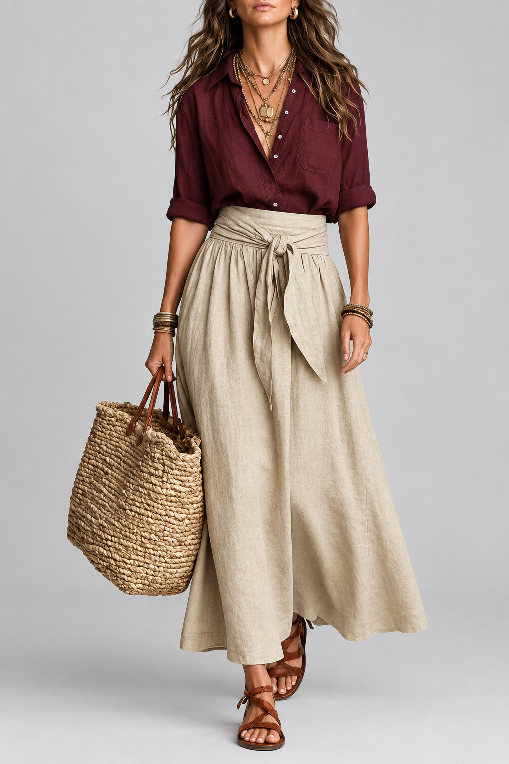 Vera™ | Set di Due Pezzi: Top Nero e Gonna Midi Verde Oliva