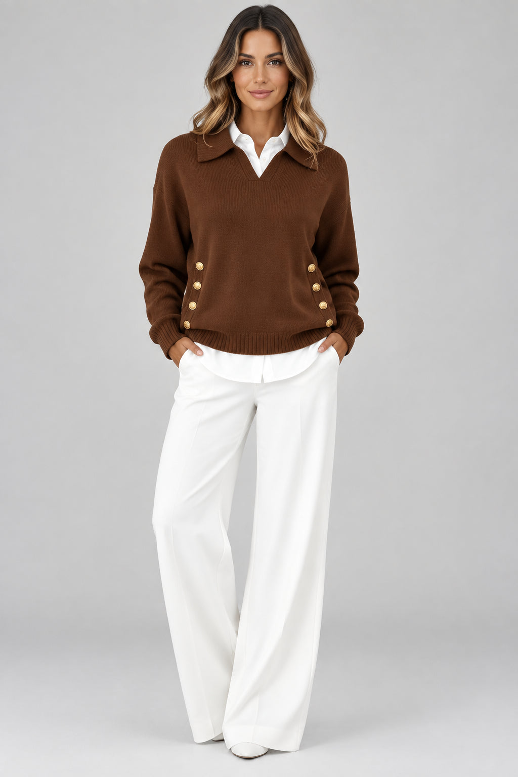 Vicenta | Maglione con Collo Polo e Bottoni