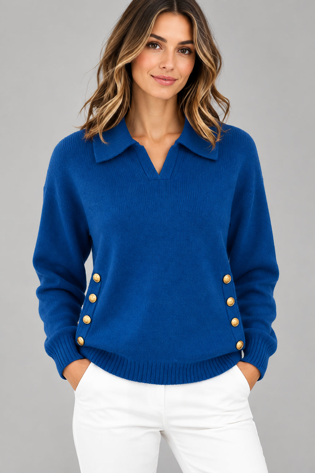 Vicenta | Maglione con Collo Polo e Bottoni